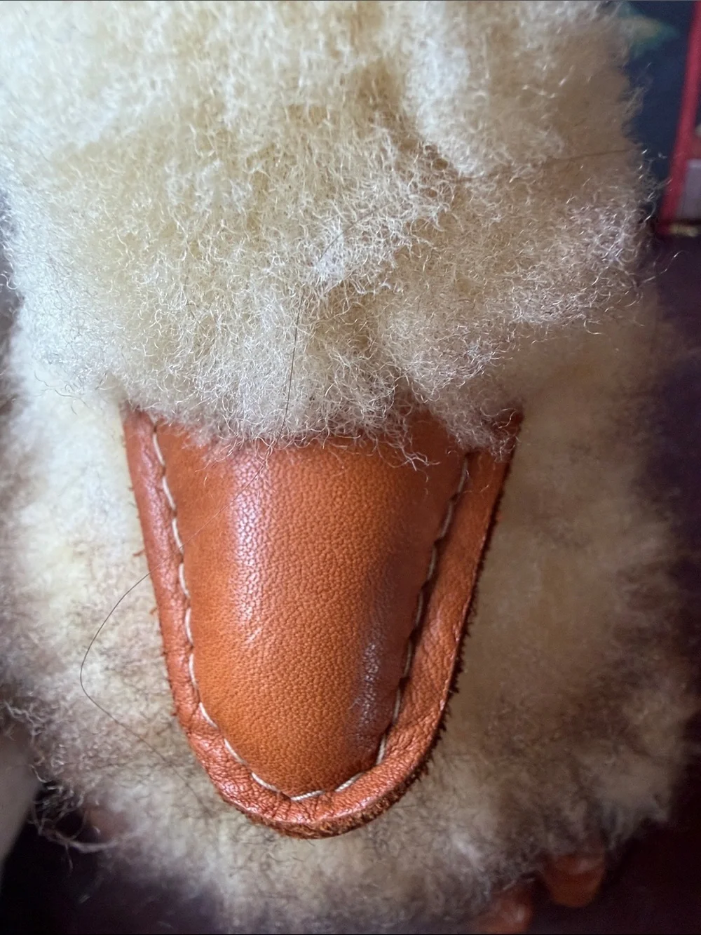 Vintage Handcrafted Furry Duckling Plushy Soft Sculpture - Leather Wings & Feet